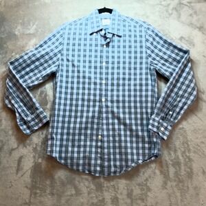 J.Crew MenSecret Wash Button Down Shirt Blue Green Plaid Classic Fit Long Sleeve